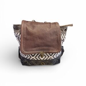 Myra Bag Boho Canvas Leather Backpack Convertible Crossbody Bag